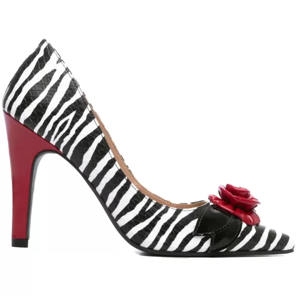 Sapato Scarpin Torricella Zebrado Com Vermelho E Flor