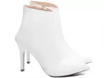 Bota Cano Medio Bico Fino Verniz Branco Ref 50b-e