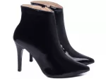 Bota Cano Medio Bico Fino Verniz Preto Ref 50b-a