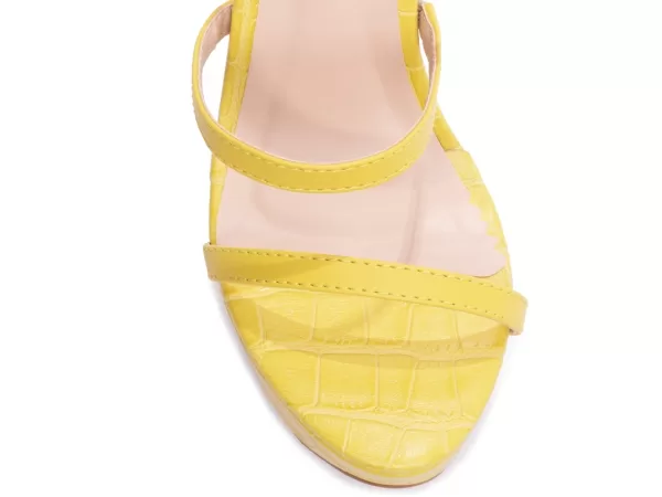 Sandalia Meia Pata Napa Croco Amarelo Ref 1204e