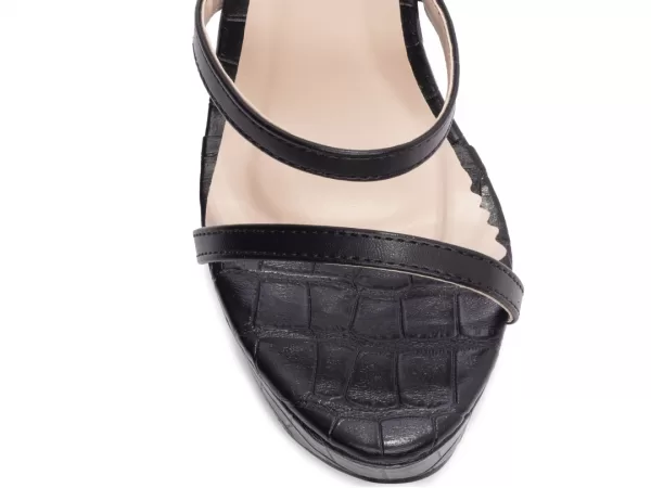 Sandalia Meia Pata Napa Croco Preto Ref 1204a