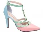 Sapato Scarpin Color Rosa Verde Azul Ref 65054d