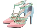 Sapato Scarpin Color Rosa Verde Azul Ref 65054d