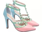 Sapato Scarpin Color Rosa Verde Azul Ref 65054d