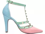 Sapato Scarpin Color Rosa Verde Azul Ref 65054d