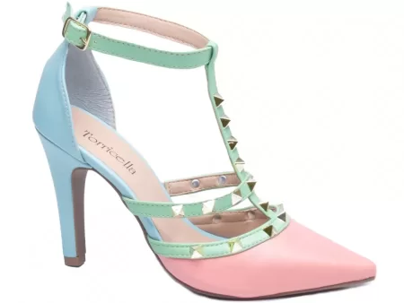 Sapato Scarpin Color Rosa Verde Azul Ref 65054d