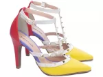 Sapato Scarpin Color Vermelho Amarelo Off White Ref 65054