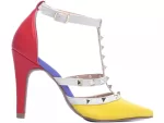 Sapato Scarpin Color Vermelho Amarelo Off White Ref 65054