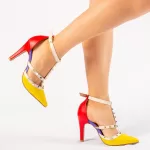 Sapato Scarpin Color Vermelho Amarelo Off White Ref 65054