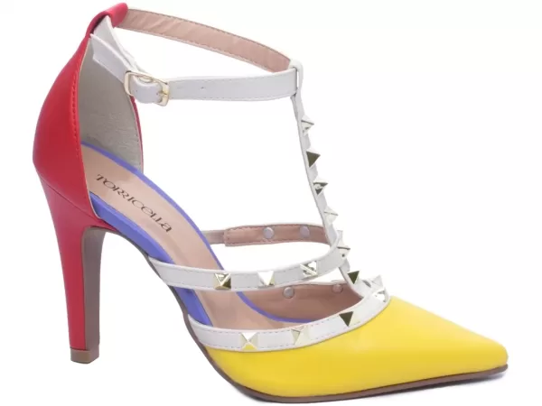 Sapato Scarpin Color Vermelho Amarelo Off White Ref 65054