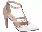 Sapato Scarpin Napa Branco Rose Cobre Ref 65054f