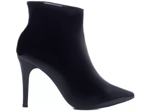 Bota Cano Medio Bico Fino Verniz Preto Ref 50b-a