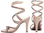 Sandalia Gladiador Bege Com Apliques Coloridos Ref 30123b