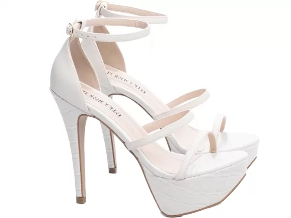 Sandalia Meia Pata Napa Croco Off White Ref 1204b
