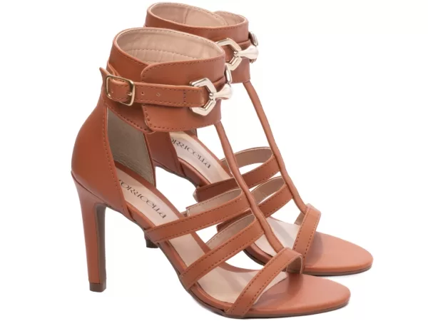 Sandalia Tornozeleira Caramelo Ref 30126b